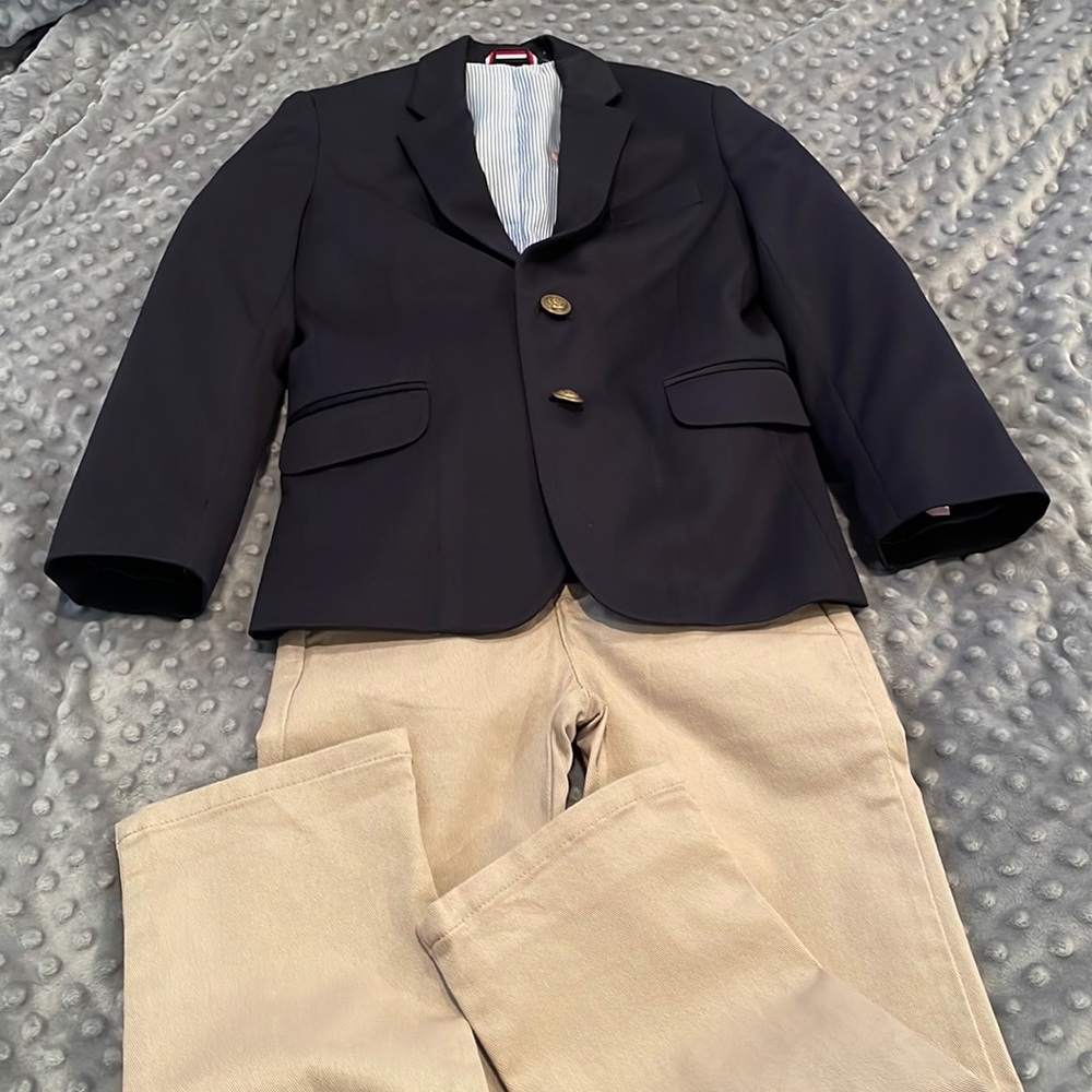 Size 6 boys Tommy Hilfiger Navy Blazer and Chaps khaki pants
